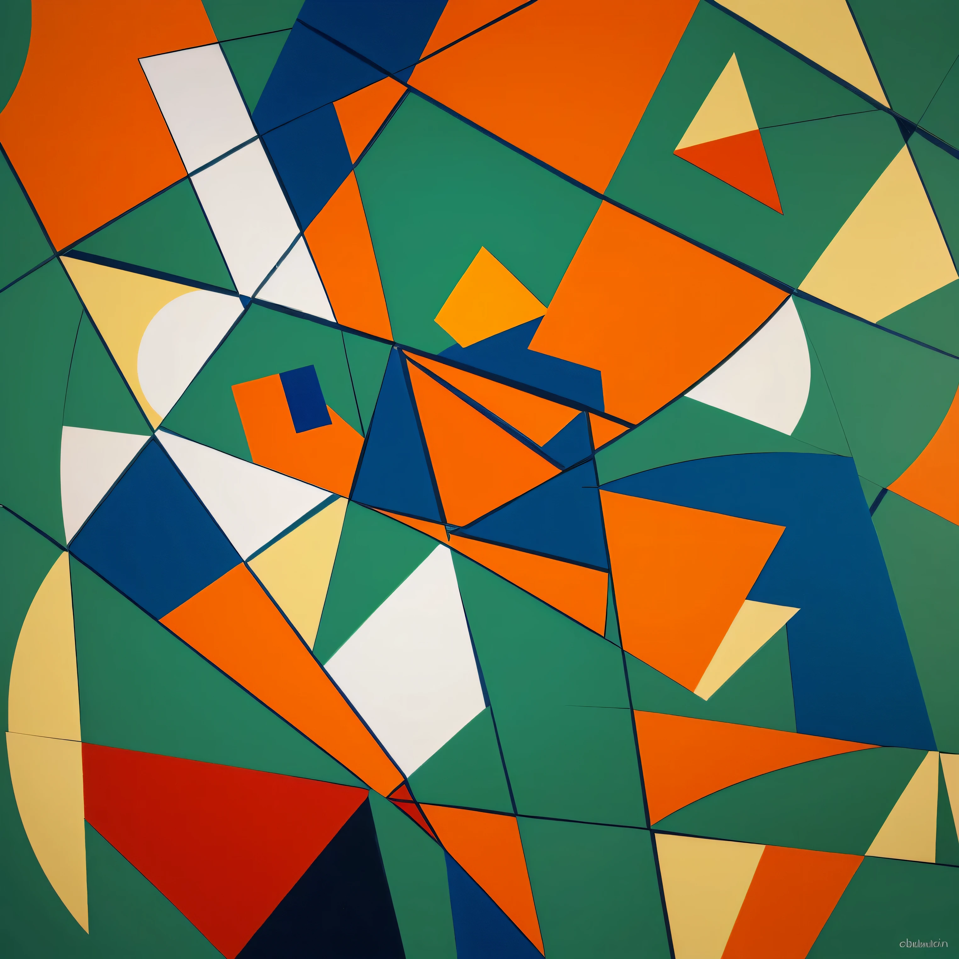 (cubism artist:1.3), light sea green and orange colors art design, ideal for stickers, t-shirts, posters, thick wide brush strokes