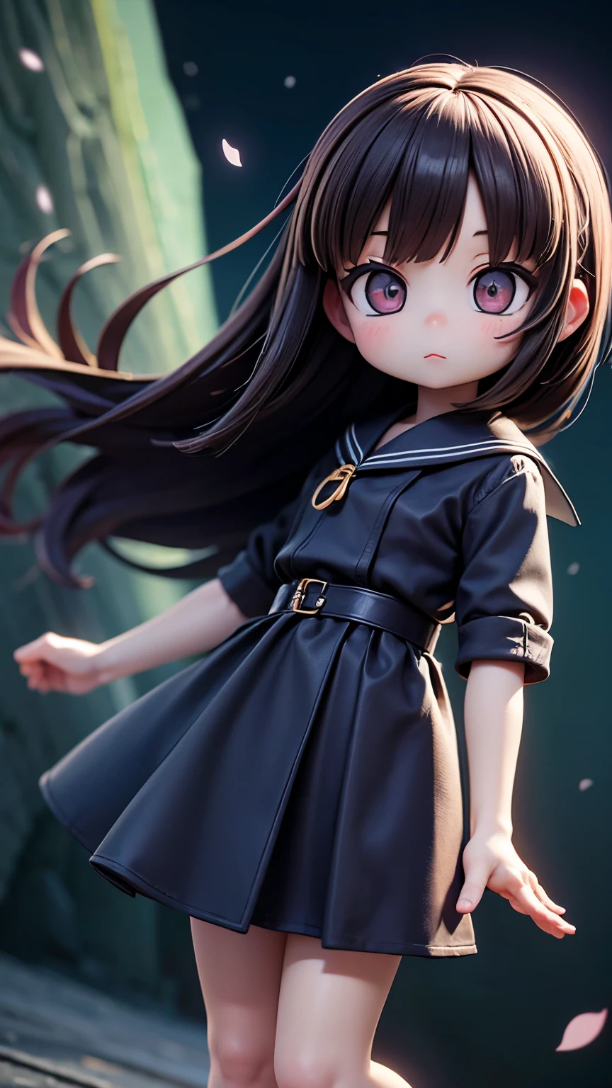 (masterpiece, Highest quality, High resolution、high resolution、Official Art, beautifully、aesthetic:1.2), (Little、Littleキャラ:1.3、2:2:1.3),night、深night、(Degrees of Freedom:1.8)、 (Shiny skin), (Many colors:1.4), Japanese、(uniform、high school student)、Super big breasts:1.5、(Small waist:1.3)、colorful:1.4、Realistic textured face and body、Perfect Anatomy、Detailed Background、Aurora、Wind、Fluttering Hair、Deformed character、