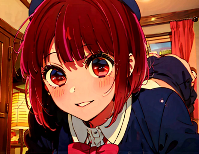 masterpiece、Very detailed、(1 Girl:1.2)、Redhead、Big eyes、(((close)))、smile、short hair、(((Anime Style)))、(((2D)))、Red eyes、Open your mouth、8K、Big Breasts, Nipples, blush, I breathe, Sweat, Take off, Breaking heterosexuality, (Heterosexual couples),(Sex:1.5),(vagina),Spread your legs,liar,behind,penis,Cum in pussy, (Focus on the girl), Browsing Caution,Big Belly、Pregnant belly