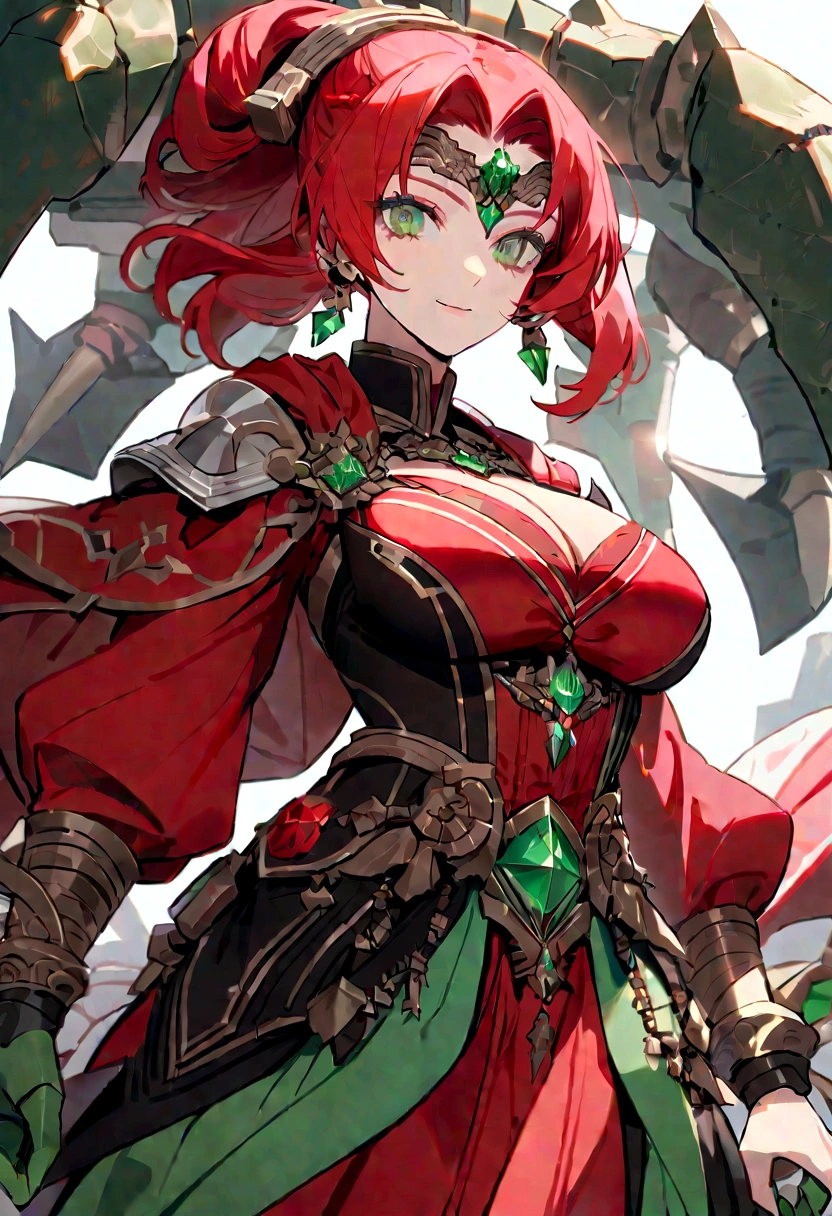 (Huang Li、high quality、Extremely detailed),Constellation - Scorpio Goddess,Huge scorpion,Woman stroking a scorpion,Similar to Latin goodness,brave,capricious,Productivity,The face of enterprising and humanitarianism,Red hair,Ancient Greek costumes、Wrap Dress,The background is the universe,Crystal green eyes(Eyes Details),Powerful appearance