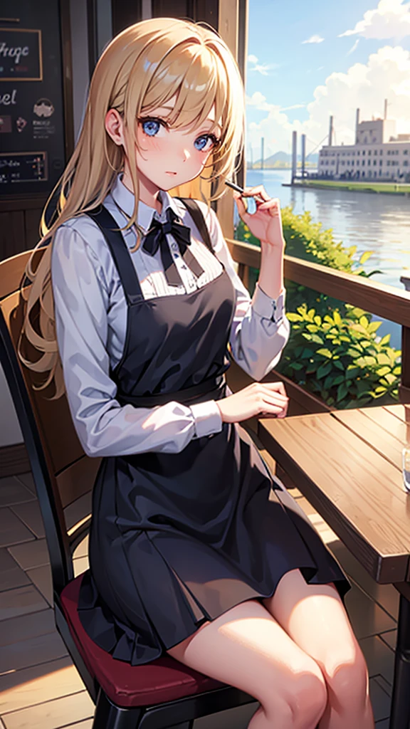 1 girl,cafe,Sitting,