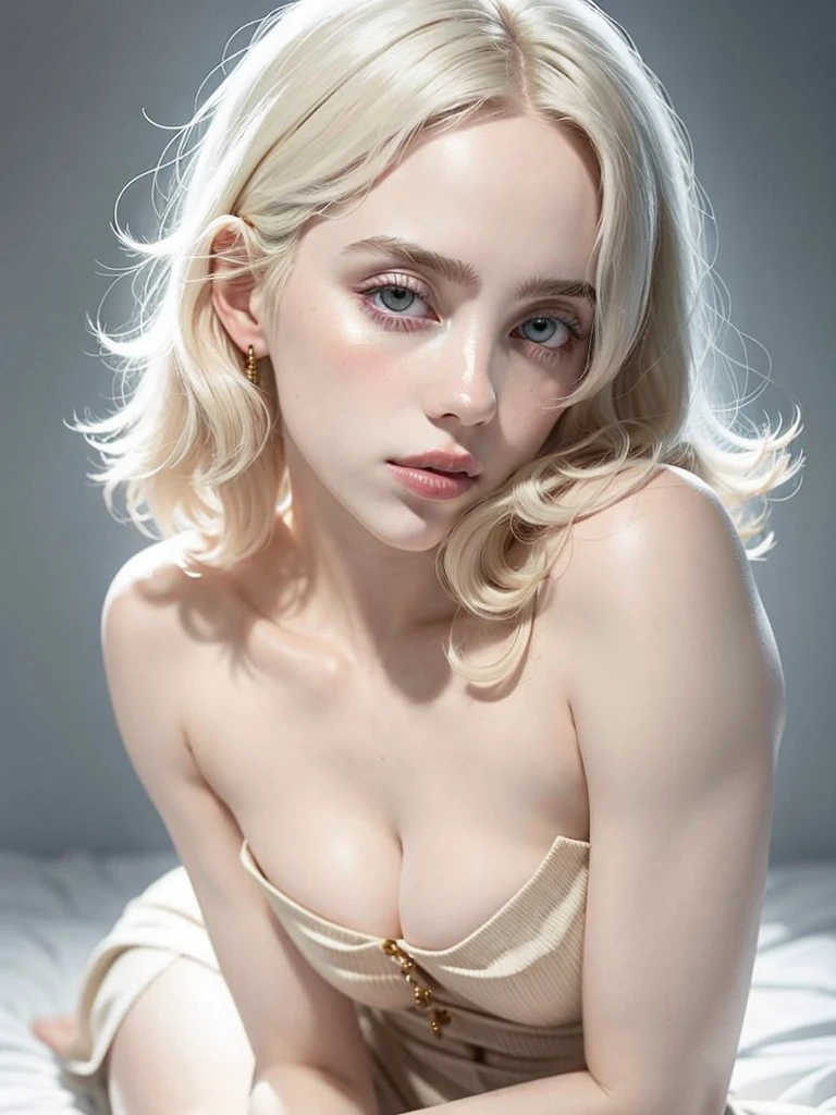 um close up de uma mulher com cabelos loiros usando um vestido branco, pale porcelain white skin, albino white pale skin, pale fair skin!!, very very pale blond hair, extremely pale blond hair, ivory pale skin, very very pale white skin, porcelain pale skin, very very very pale white skin, very very pale white skin, pale skin curly blond hair, pale white skin
