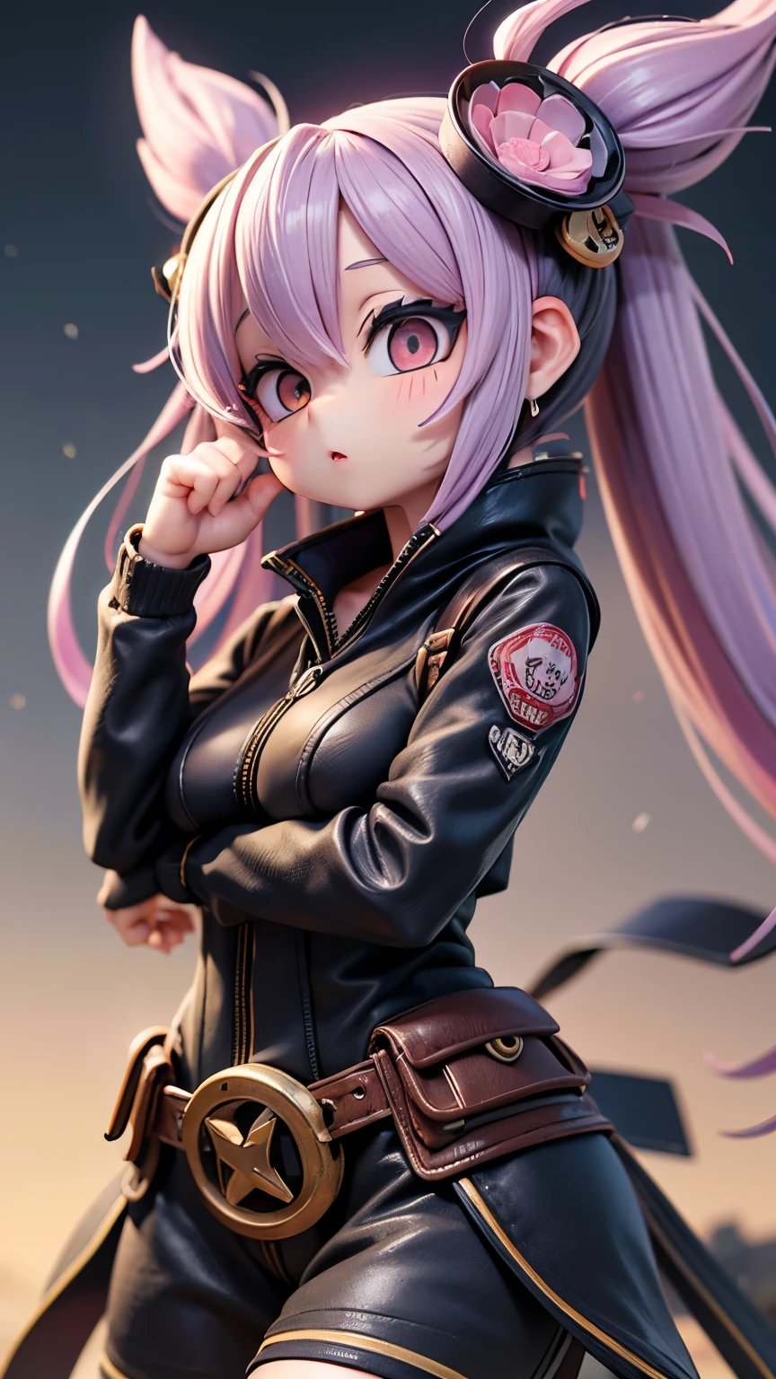 (masterpiece, 最high quality, 最high quality, Official Art, beautifully、aesthetic:1.2), (Chibi Character:1.3、2:2:1.3、Nendoroid), Very detailed,colorful,Most detailed,night、深night、Degrees of Freedom:1.8、Anatomically correct、(Dynamic pose), , (Shiny skin), (Many colors:1.4), beautiful、Japanese、Super big breasts:1.99、Small waist:1.3、High resolution、high quality、high resolution、Realistic、realism、Photorealistic、Realistic textured face and body、Accurate anatomy、beautiful、Rainbow Hair、realism、Realistic、Photorealistic、Raw photo、超A high  resolution  、SLR、Octane Rendering、dynamicポーズ、Dynamic Action、Sharp Eye、Heavy makeup、dynamic、Dynamic Action、Detailed Background、Speed Line、Uplifting、Motion Blur、 Dive in、