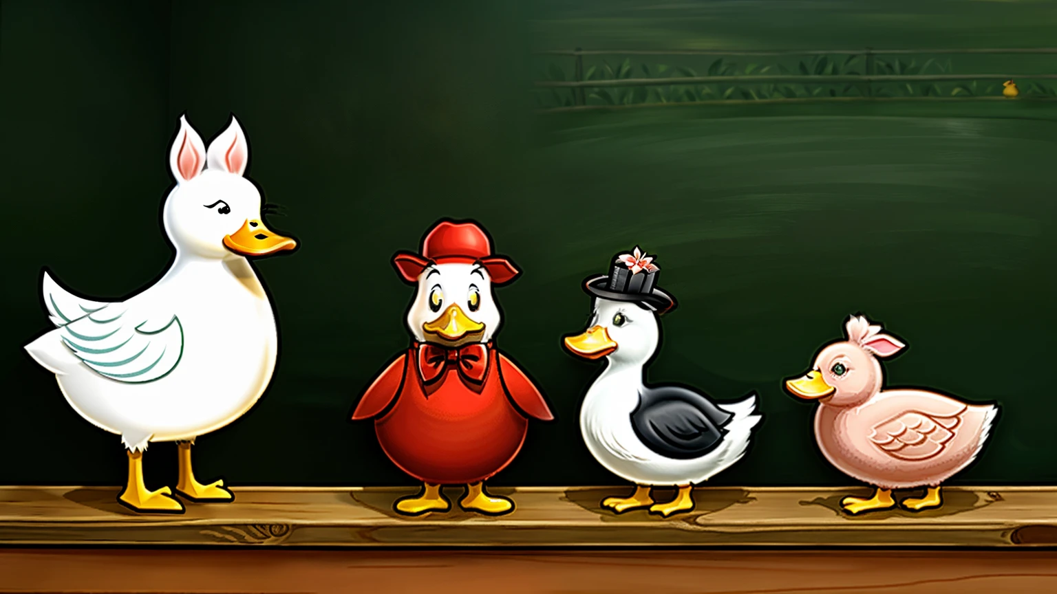 the duck, the cat, and the pig and  red hen who lived on a farm