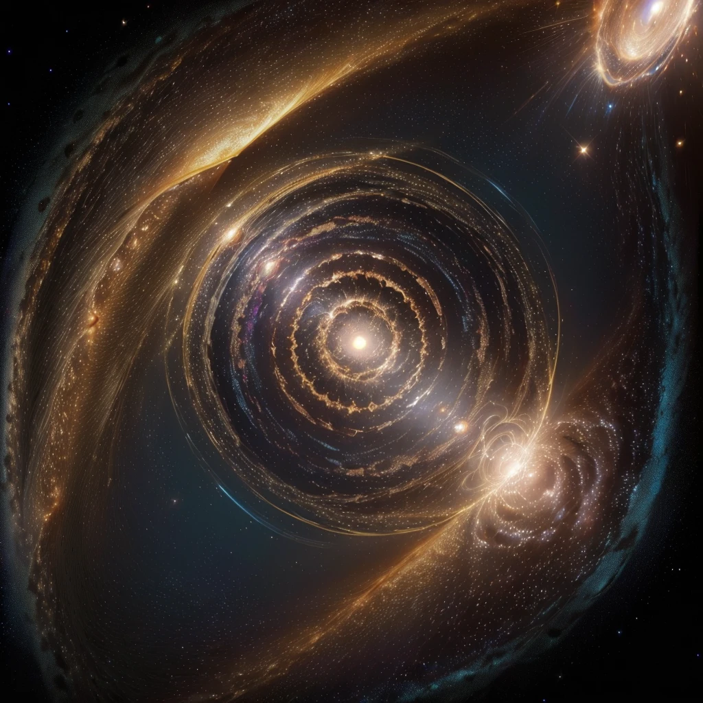 ((A golden circle with a shining dot in the center)) ((The circle should have a metallic golden hue)) ((the dot in the center should radiate intense white light)) ((the circle is perfectly symmetrical)) ((the center point is sharply defined)) ((background is cosmic space)) ((background is a space nebula)) ((PICTURE REALISTIC)) ((ultra detailed image))
