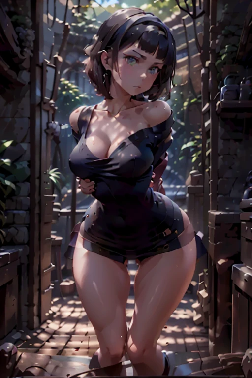 (from below:1.2), (perky chest:1.2), (pointed chest:1.2), 1girl, Bust A Cup, Amazing Cleavage:1.1, thin waist, big ass, Raised sexy, small breast: 1.1 posed cleavage:1.2、solo, looking at viewer, have a cute glass of cute beergrass,black hair, dark green eyes, dress, bare shoulders, jewelry, collarbone, sidelocks, hairband, earrings, indoors, off shoulder, arms behind back, plants, short hair with long locks, gild hairband, off-shoulder dress, sweater dress, off-shoulder sweater, red sweater, dark gord hair, big side hair, very long side hair,is rendered in (masterpiece: 1.2, best quality), with (ultra high resolution) and an exquisite (depth of field). This masterpiece is not only visually stunning but also tells,A scene of cooking in the kitchen
