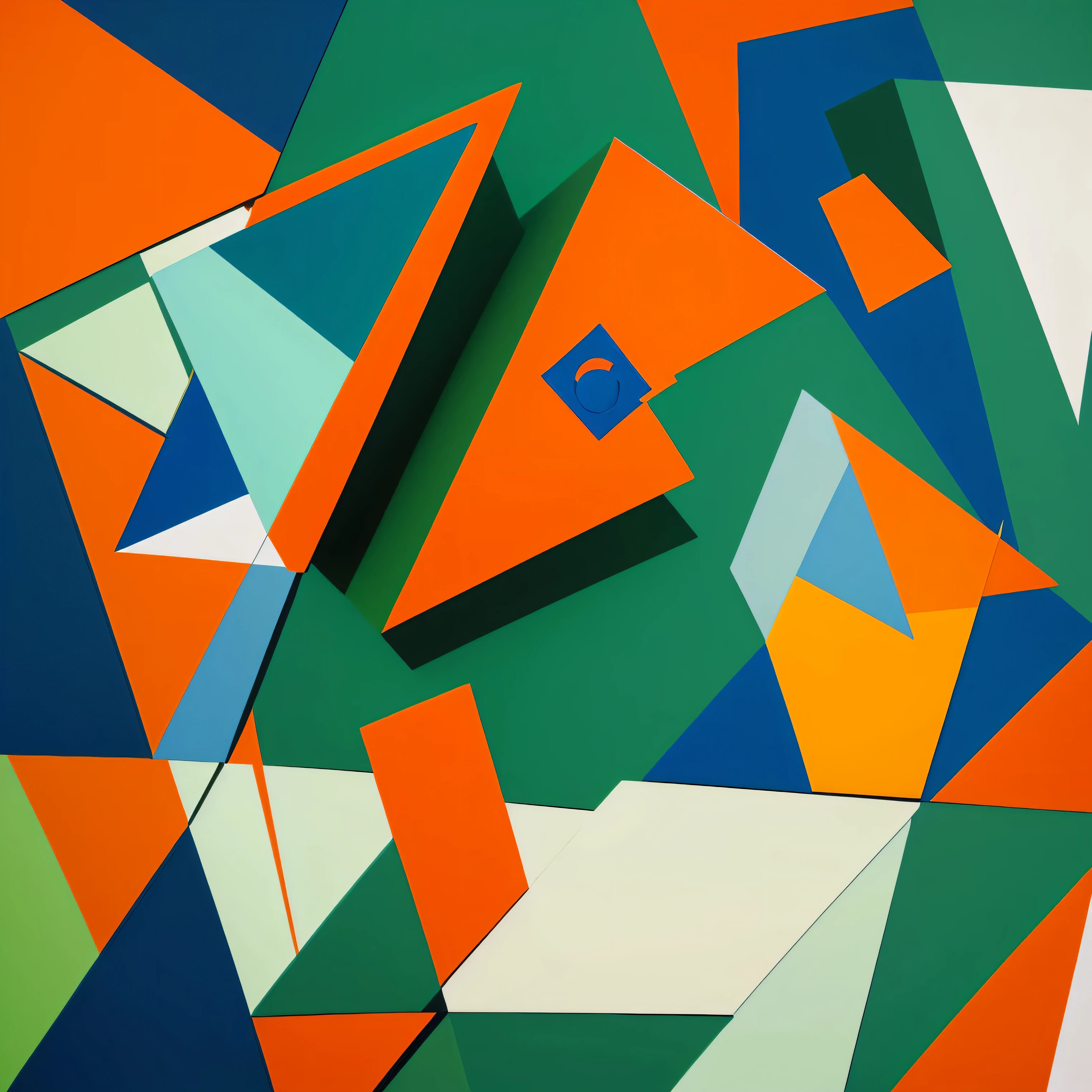 (cubism artist:1.3), light sea green and orange colors art design, ideal for stickers, t-shirts, posters, thick wide brush strokes