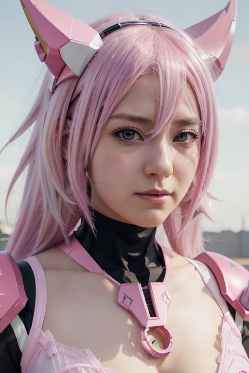 araffes with a pink and white hair and a pink and white helmet, detailed digital anime art, best anime 4k konachan wallpaper, anime mecha aesthetic, 4k highly detailed digital art, robot mecha female dragon head, wlop and krenz cushart, highly detailed anime, mecha asthetic, advanced digital anime art