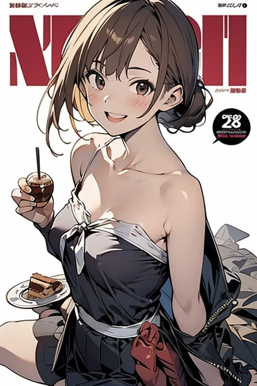 (small breasts:1.2), (perky chest:1.2), (pointed chest:1.2), (Pudding cake magazine cover:1.3),(from above:1.0),(shoot from the side:1.1),masterpiece, 1girl, Amazing Cleavage:1.1, thin waist, optimum,tmasterpiece,hight resolution,best qualtiy,hyper HD,super detailing,awardwinning,a 18yo cute girl,(The upper part of the body),anatomy correct,Beautiful Black miniskirt,garters,Gaze,Small face,bangss,holster,Beautuful Women,hands up,leg holster,Gaze,black boots,Cowboy Shot,cute face,a blond,Longhaire,Twin-tailed,Braids, Hairline,(scarlet eyes),long eyelasher,Hanging eye corners,White skin of the, ((see through camisole:1.1)), ((Sheer nipples:1.0)),Rocket Tits,(Slim body),smile,seductive weak smiling,(with sparkling eyes and a contagious smile),little open mouth, Looking at Viewer,