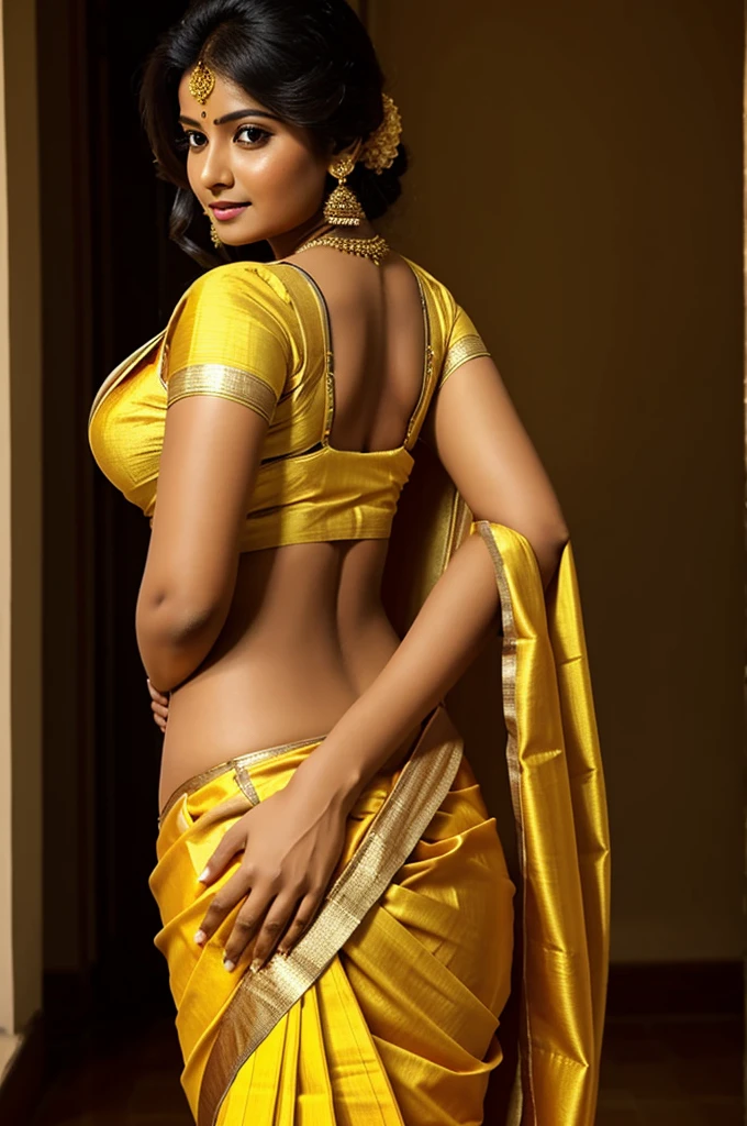 Big ,beautiful Bangali women,,bra,,wearing bra and saree,,sexy body,,huge ass,,silk saree,,golden saree,