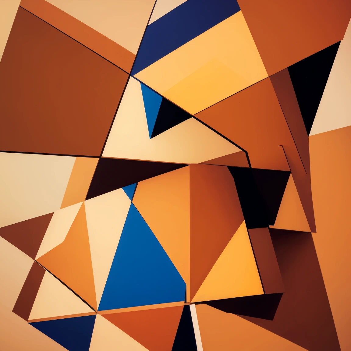 (cubism artist:1.3), brown and peach colors art design, ideal for stickers, t-shirts, posters, thick wide brush strokes