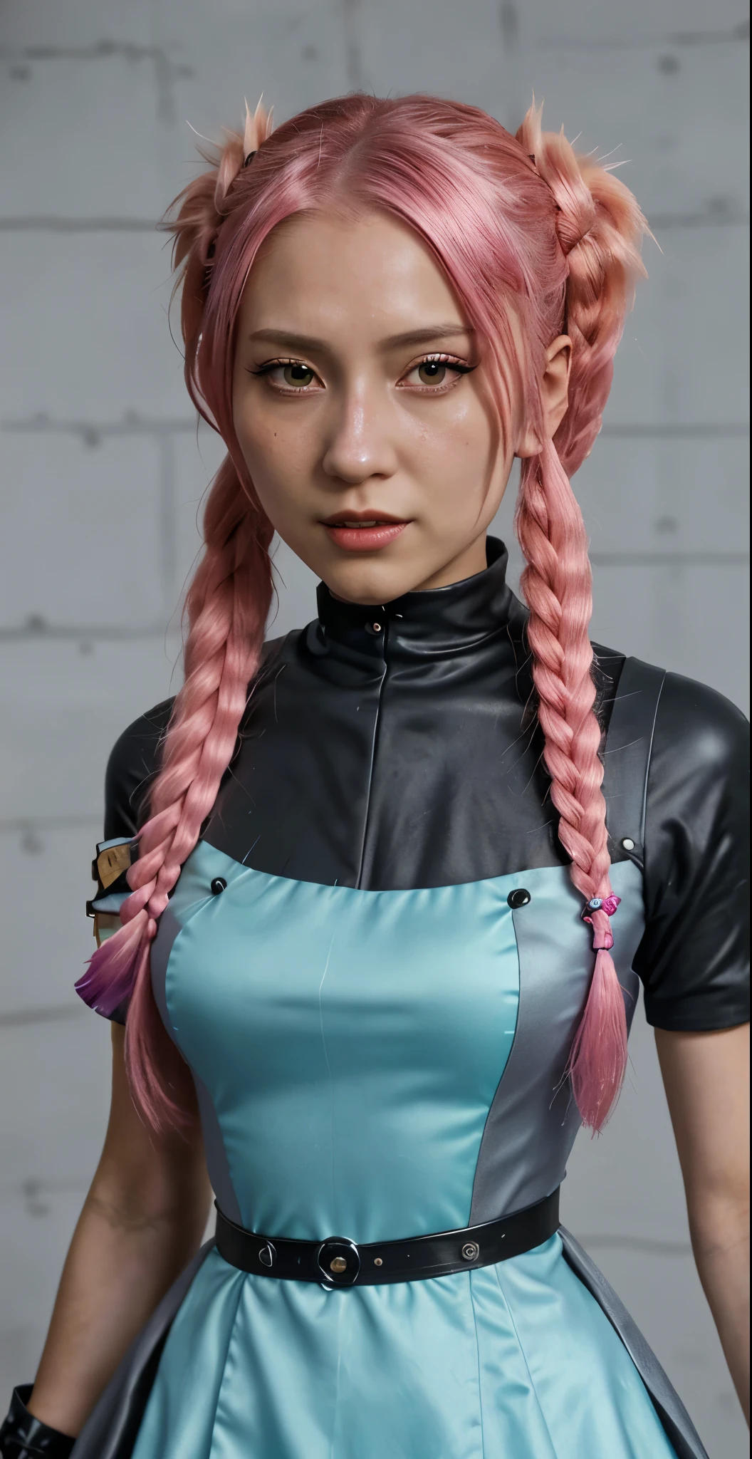 a close up of a person with a dress, anya from spy x family, katana zero video game character, pink twintail hair and cyan eyes, mechanized witch girl, humanoid pink female squid girl, portrait of jinx from arcane, portrait of a female anime hero, from arknights, haruno sakura, of a ramlethal valentine