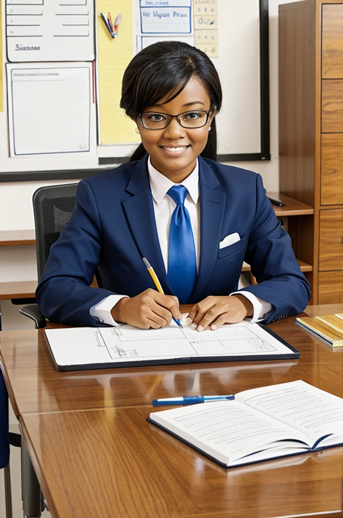 Drawing of school principal at desk