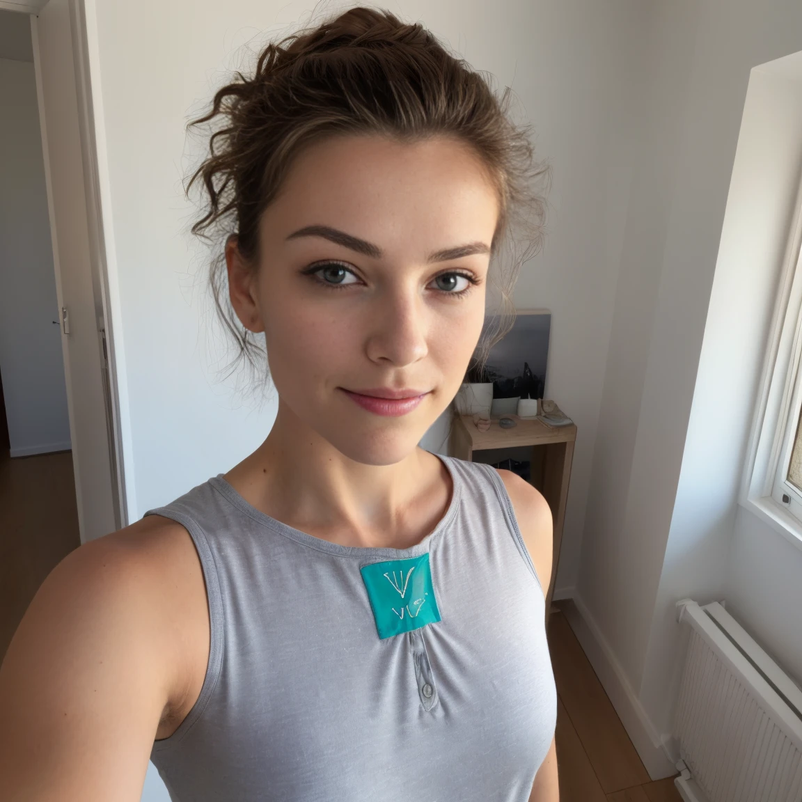 (selfie, vue de face: 1.4), (Haut du corps: 1.4), Photo portrait RAW UHD d'une blonde de 24 ans (femme aux yeux bleus) Faire dans la salle de bain, , (T-shirt), (clivage), Détails (textures!, Cheveux!, paillettes, couleur!, désavantages: 1.1), Des yeux brillants avec beaucoup de Détails (en regardant la caméra), Éclairage réflexe, réflexe, ultra-qualité, concernant la acuité, profondeur de champ, Fujifilm XT3, clair comme de l'eau de roche, Centre du cadre, Joli visage, acuité, (faiblement éclairé), nuit, (jour), pores de peau détaillés, la peau grasse, Coup de soleil, Détails complexes des yeux, tout le corps, grand