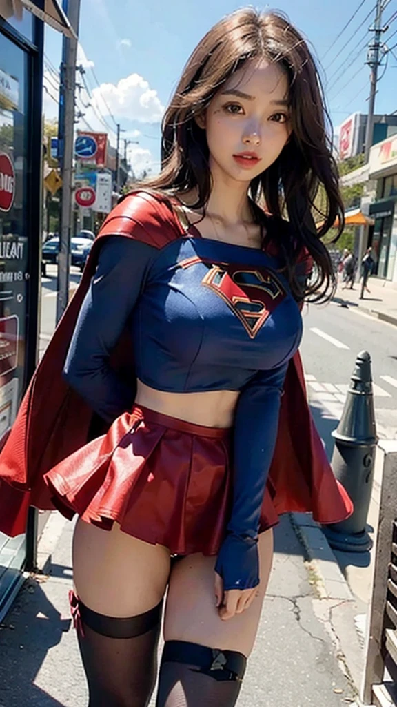 Woman body set big breasts, Supergirl costume dress