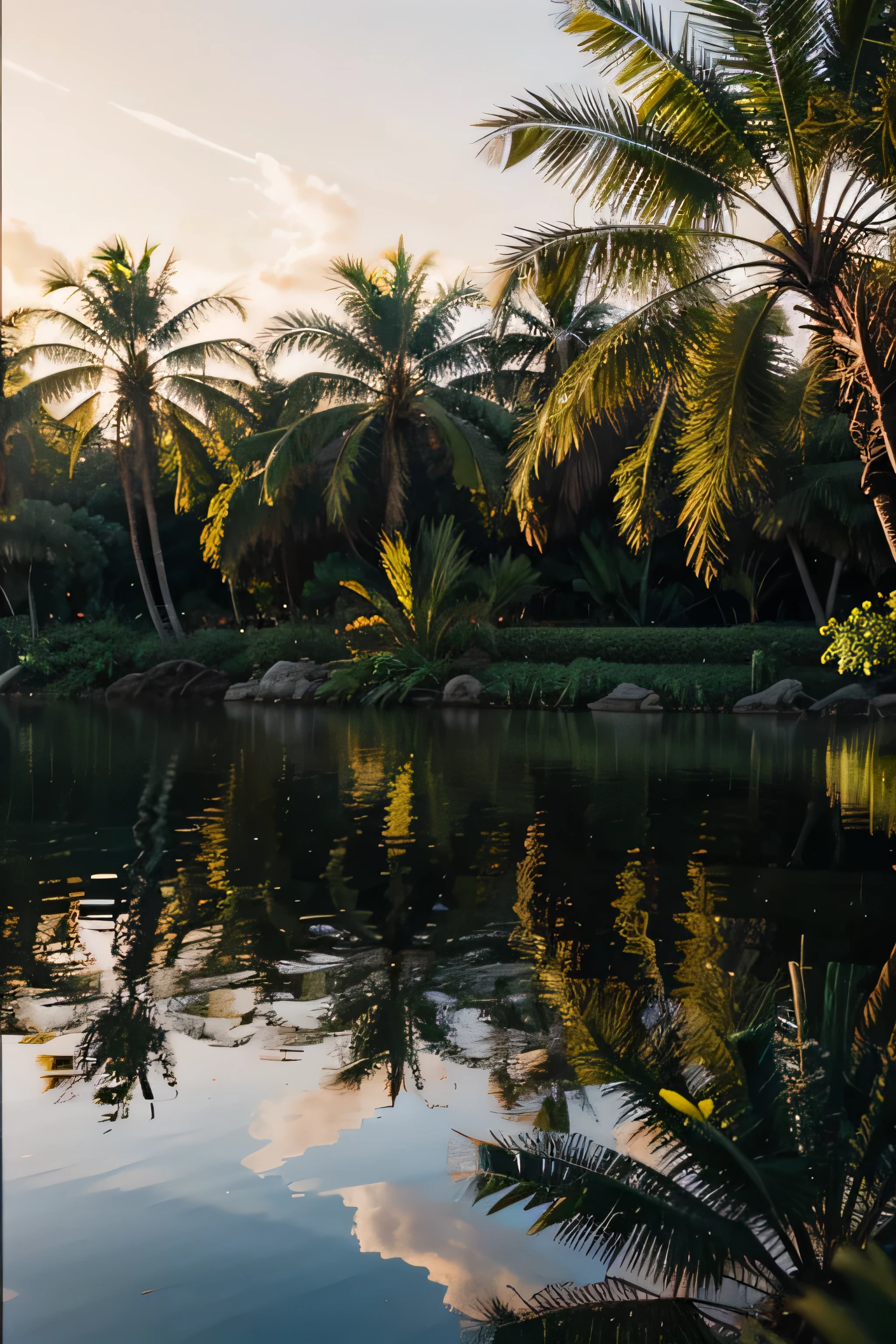 Mystical Reflections abstract palm leaves