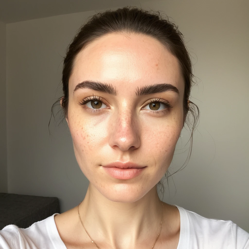 (front facing the camera),(Texture de la peau, pores, naturel,iPhone,brut)), bright and sunny lighting, Full body photo'a woman with her hair styled to the side and wearing a ((tight)) elastic top with long sleeves and straps,regardant droit vers la caméra, nikon z9, Realistic matte skin,in a gym background, 