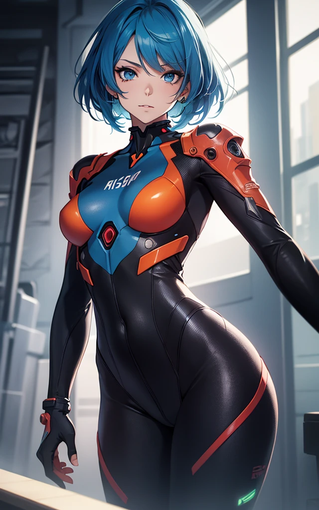 (((Adult Woman))), ((Best Quality)), ((masutepiece)), (Detailed: 1.4), (Absurd), Genesis evangelion neon style clothing, 2-piece clothing, bobhair, arm tatoo, cybernetic hands, pastel, Centered, scale to fit the dimensions, nffsw (High dynamic range),Ray tracing,NVIDIA RTX,Hyper-Resolution,, Anisotropy Filtering, Multilayer textures, accurate simulation of light and material interactions, Perfect proportions, Octane Render, Two-tone lighting, Wide aperture, Crysisnanosuit,Blue hair, Blue eyes