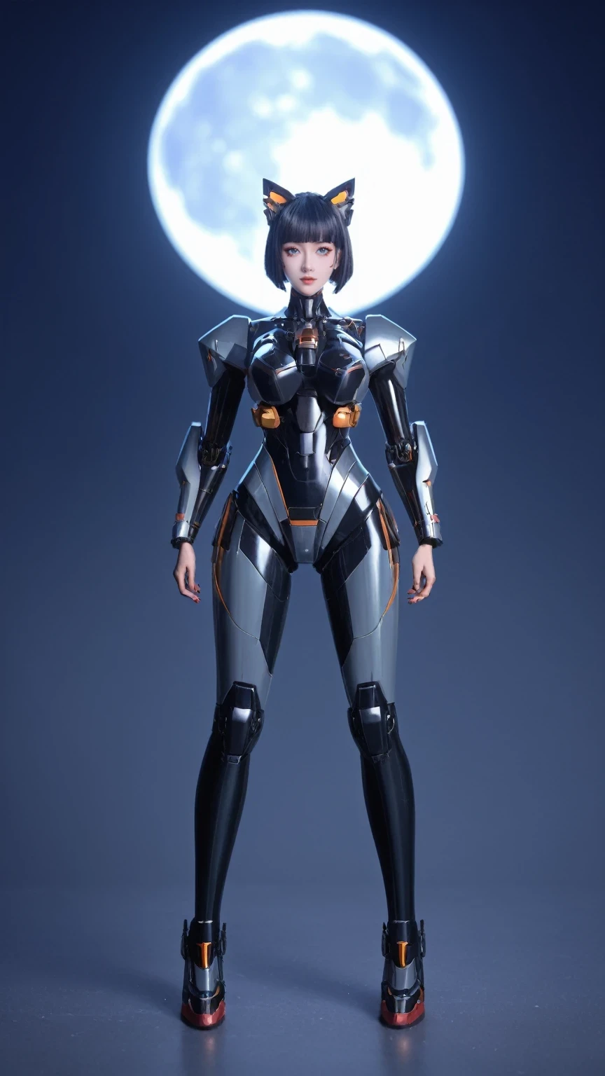 score_9, score_8_up, score_7_up, BREAK,
a woman in a futuristic suit standing in front of a full moon, girl in mecha cyber armor, fully robotic!! catgirl, female mecha, mecha suit, biomechanical oppai, perfect android girl, cute cyborg girl, trending on cgstation, mechanized valkyrie girl, oppai cyberpunk, cyberpunk anime girl mech, perfect anime cyborg woman