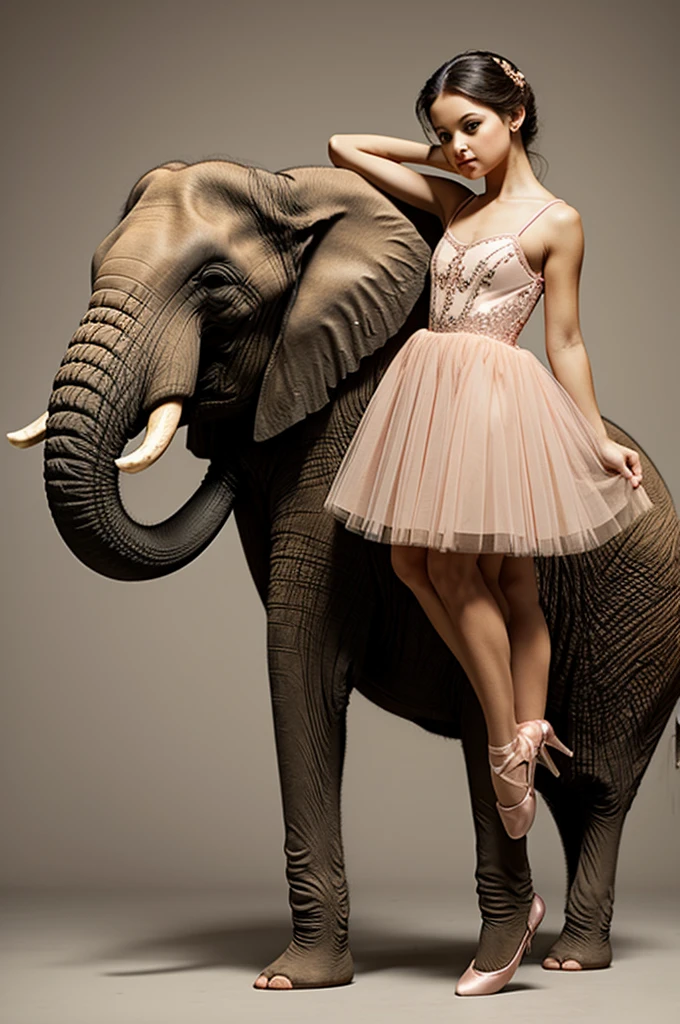 An elephant in a ballerina dress 
