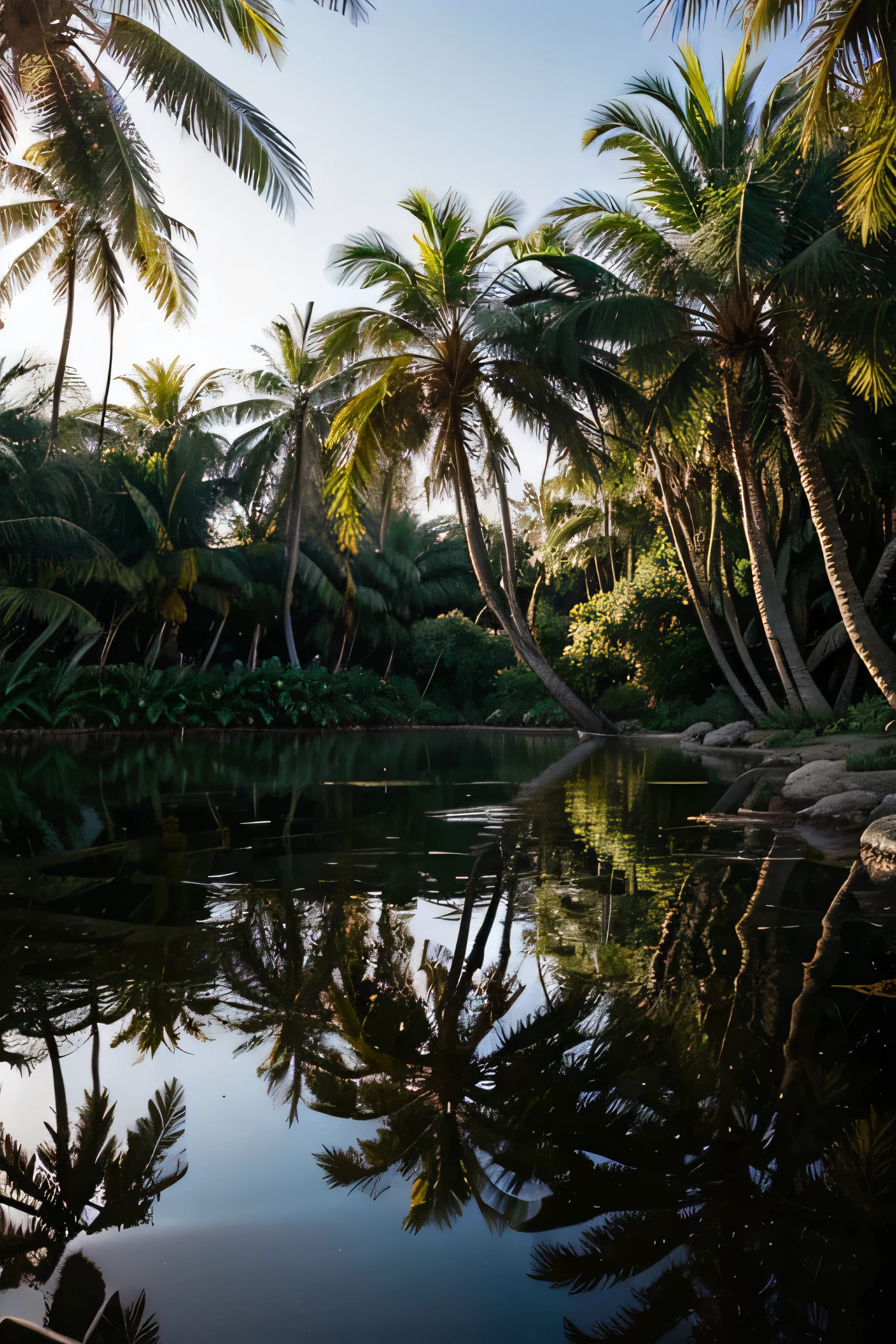 Mystical Reflections abstract palm leaves