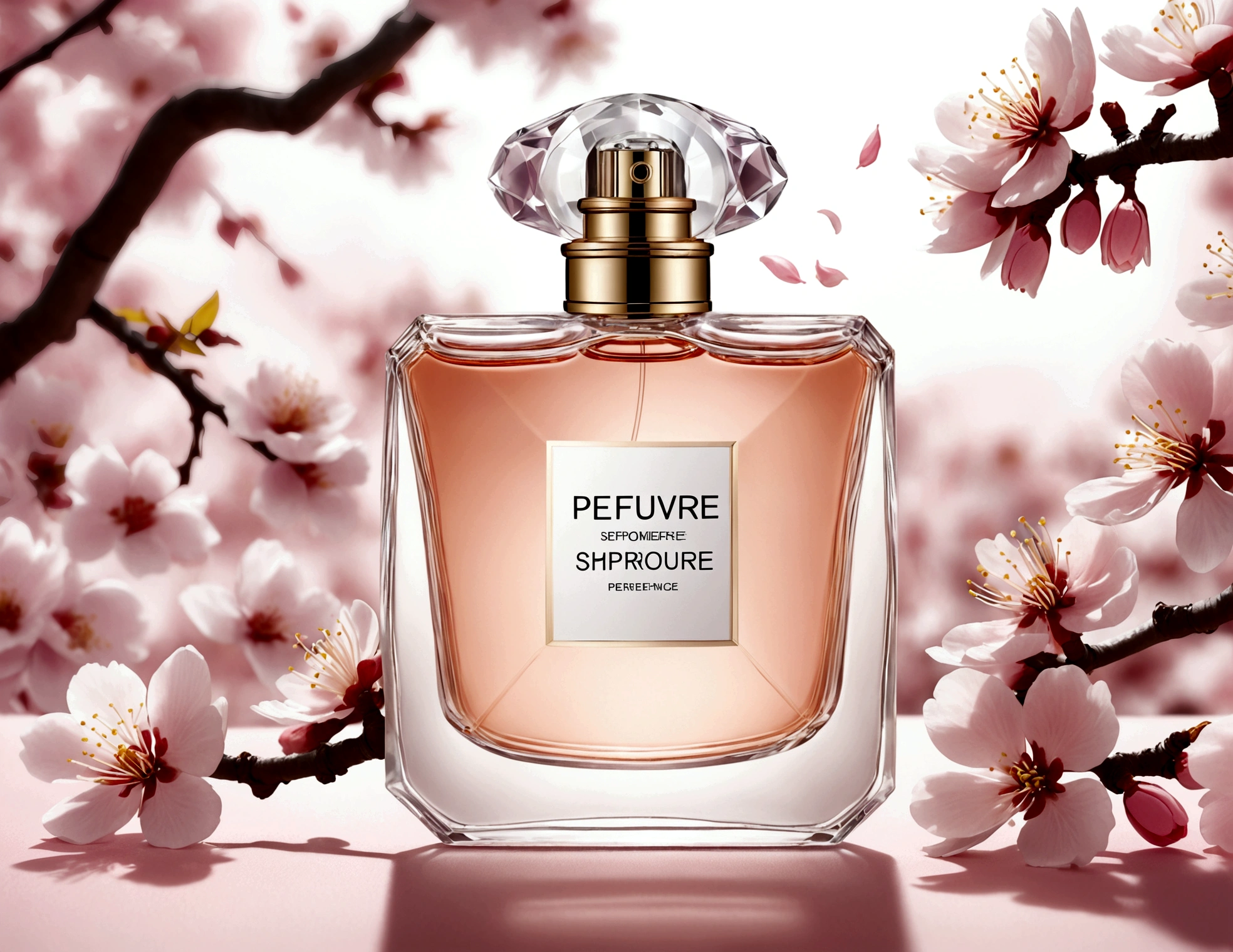 китайские perfume, atmosphere. perfume, perfume bottle, perfume, китайская atmosphere, design, atmosphere, Sakura on the background, sakura flowers flying