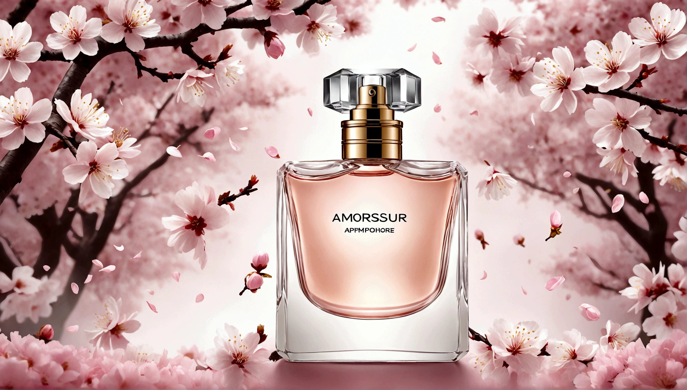 китайские perfume, atmosphere. perfume, perfume bottle, perfume, китайская atmosphere, design, atmosphere, Sakura on the background, sakura flowers flying