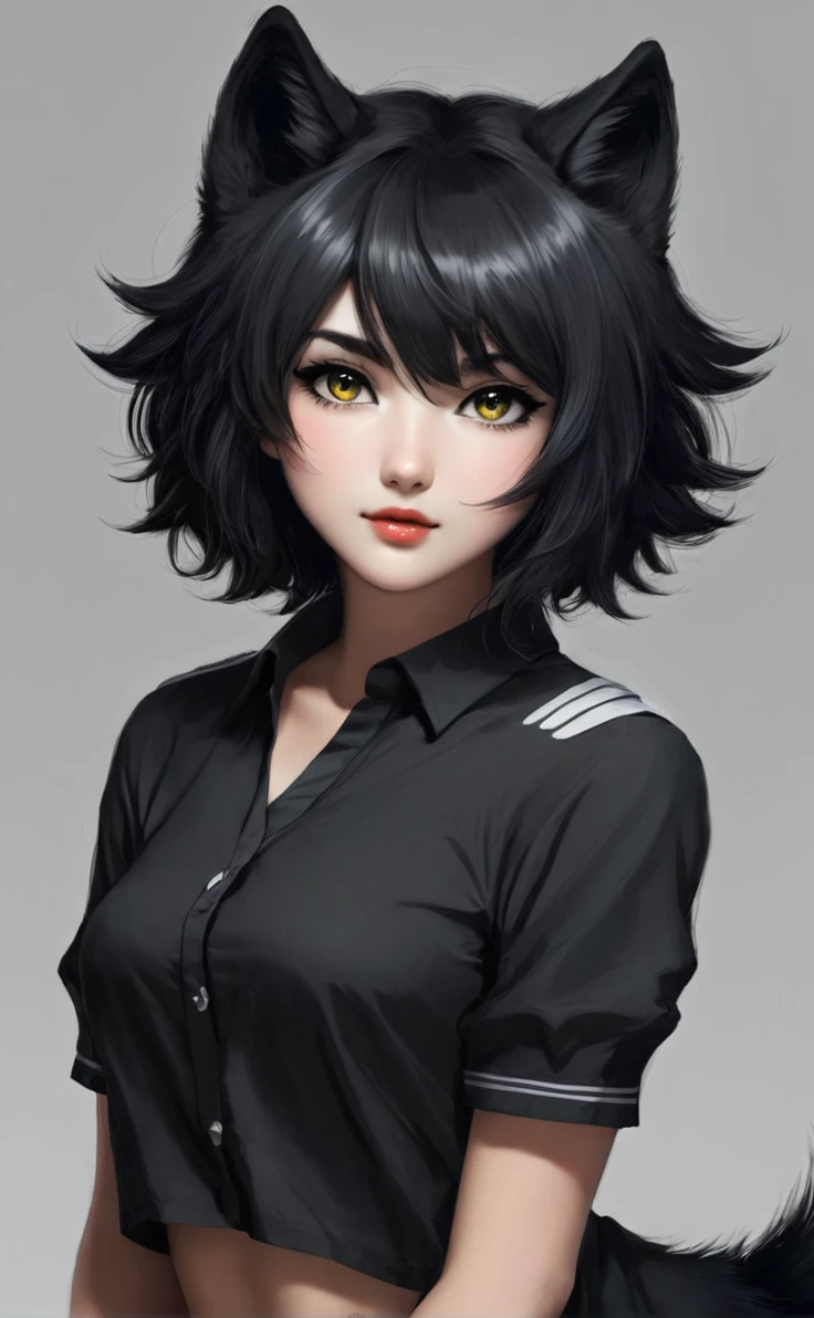 Black wolf Girl with short hair