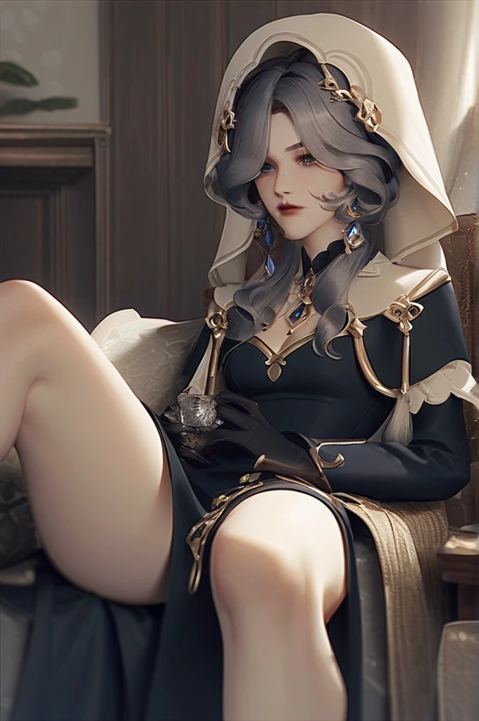 ((Лучшее качество)), ((шедевр)), (подробный), Lisa Genshin jerks off with her legs