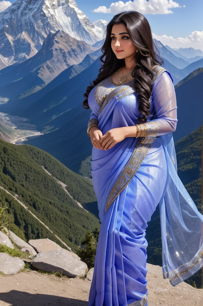 1 Heavenly beautiful and goddess beauty cute and sweet looking face Arabian woman in Ama Dablam Mountain, Heavenly beautiful Overweight, Heavenly beautiful Extremely fat, Heavenly beautiful and attractive Chubby figure , Heavenly beautiful looking and eye catching luxury style tight fitting elegant saree, reaching out, Heavenly beautiful Arabian woman, 16k, High resolution, masterpiece, highest quality, fine skin, Realistic Photograph