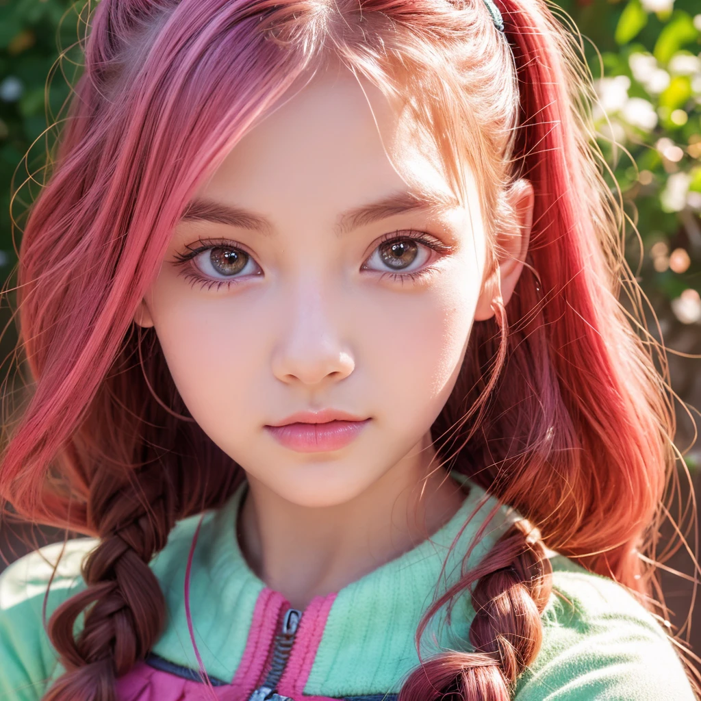 1girl, beautiful detailed eyes, beautiful detailed lips, extremely detailed eyes and face, long eyelashes, pink hair, red eyes, villager girl outfit, colors clotes black and red, cute, adorable, kawaii, fantasy, magical, whimsical, soft colors, pastel colors, warm lighting, natural lighting, cinematic, high quality, 8k, detailed, photorealistic, masterpiece