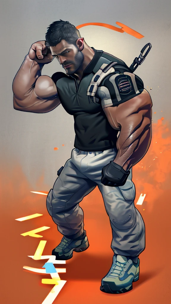 1 person, alone, 40 years old, chris redfield, 一个Handsome man, boobgasm show, (Inspired by the street fighting universe) (best quality,lifelike),(dark,feels) Hole-punch camera!(Tyndall light effect!)(Cinema lighting),3d! one person,detailed black eyes, smaller head!A tall French and German man poses in the boxing ring!Perfect red boxing gloves!punching for camera!, Wearing boxing match shorts。dark skin., ((Very much!)), ((Eyes full of ferocious expression!))Handsome male, Handsome chad chin, Handsome and attractive, Handsome and elegant, Handsome man, sexy masculine, masculine and Handsome, , Handsome, attractive pose, attractive male, attractive man,40-year-old man!Lift your little head,Cominan in boxing shorts and red boxing gloves(full body portrait!))Showing off his hairy breasts。(Show hairy breasts),),(short beard),Wear boxer shorts!Show hairy breasts),),(Using short beard,)headspace!Charming and serious look,(Handsome man,perfect body anatomy,Beautiful man face detail,perfect feet,perfect hands!frontal shot!!hairy breasts, giggle, Shoulders white,bsaa logo on shoulder, military tactical uniform, tall and strong, wearing black socks, sock fetish, do not wearing any shoes, biceps, abdominal muscles, boobgasm, best quality, masterpiece, high resolution:1.2, upper body shot, Dark black gloomy corridor in the background, Detailed face, shadow, Volumetric lighting, central focus, low camera angle