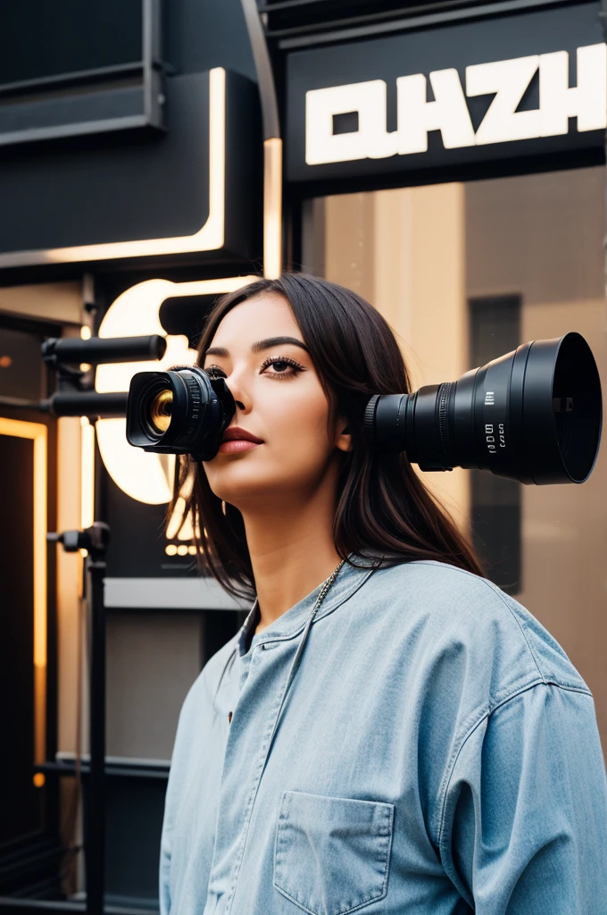Create a logo for studio based brand name Paparazzi, try to merge the text part within the camera