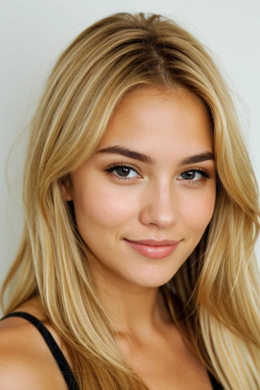 Golden blonde hair woman with brown eyes