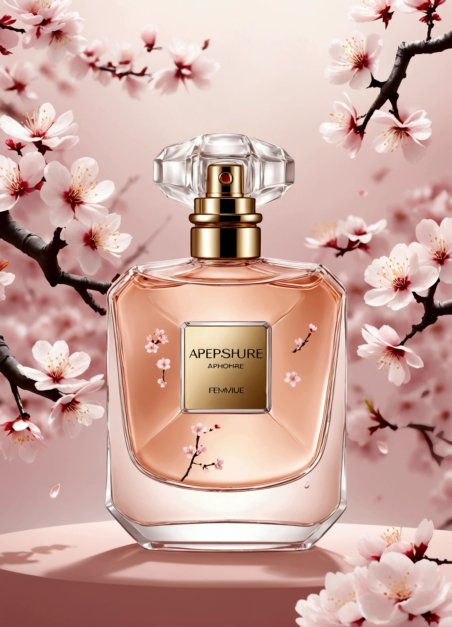 китайские perfume, atmosphere. perfume, perfume bottle, perfume, китайская atmosphere, design, atmosphere, Sakura on the background, sakura flowers flying, темная atmosphere, design, style, aesthetics
