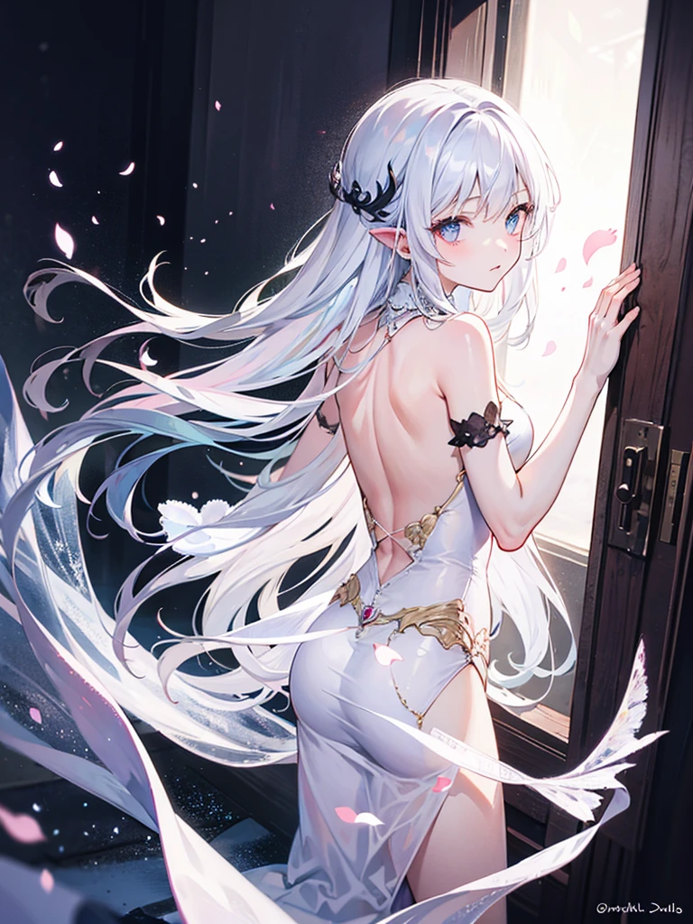 Girl, fairy, white silk, sorrow, back hand