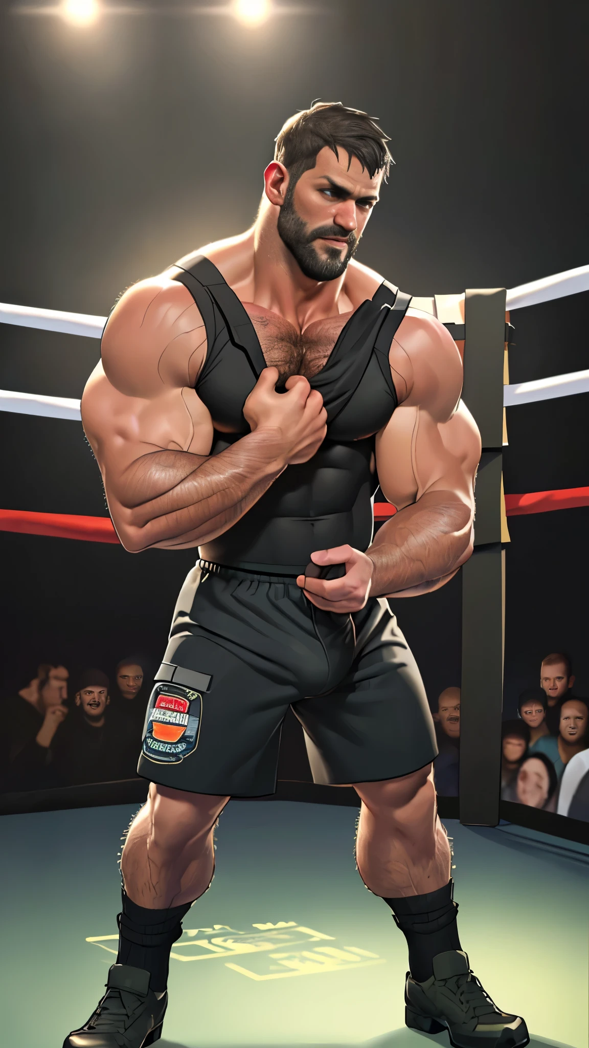 1 person, alone, 40 years old, chris redfield, A Handsome Man, boobgasm show, (Inspired by the street fighting universe) (best quality,lifelike),(dark,feels) Hole-punch camera!, erected big dick he has,(Tyndall light effect!)(Cinema lighting),3d! one person,detailed black eyes, smaller head!A tall French and German man poses in the boxing ring!Perfect red boxing gloves!punching for camera!, Wearing boxing match shorts。dark skin., ((Very much!)), ((Eyes full of ferocious expression!))Handsome male, Handsome chad chin, Handsome and attractive, Handsome and elegant, Handsome man, sexy masculine, masculine and Handsome, , Handsome, attractive pose, attractive male, attractive man,40-year-old man!Lift your little head,Cominan in boxing shorts and red boxing gloves(full body portrait!))Showing off his hairy breasts。(Show hairy breasts),),(short beard),Wear boxer shorts!Show hairy breasts),),(Using short beard,)headspace!Charming and serious look,(Handsome man,perfect body anatomy,Beautiful man face detail,perfect feet,perfect hands!frontal shot!!hairy breasts, giggle, Shoulders white,bsaa logo on shoulder, military tactical uniform, tall and strong, wearing black socks, sock fetish, do not wearing any shoes, biceps, abdominal muscles, boobgasm, best quality, masterpiece, high resolution:1.2, upper body shot, Dark black gloomy corridor in the background, Detailed face, shadow, Volumetric lighting, central focus, low camera angle, very big uncut penis, jerking, cumming