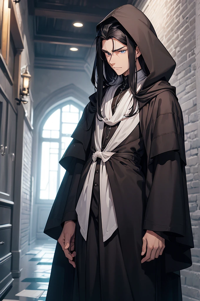 name: inertia Merlin
age:15
gender: male
appearance: skinny thin teenage male
height of 5'6
with long black hair and blue eyes
often wears a black robe black pants and grey shoes
personality: blankly chuckles known for dry apathetic humor but has a soft heart
cares deeply for friendships and
people he cherishes close he takes
special deep care of
he's knekn for a slight bit of wit
and is prone to zoning out or lazily sleeping even when standing up
likes: cold environments ice friendship
painting sleeping in cold areas
dislikes:time passing by too fast for getting people being alone for to long
hobbies: sleeping reading and hanging with friends or babysitting
pet peeves:jerks and mean people
with a cold heart..... name: inertia Merlin
age:19
gender:male
appearance:Merlin, a thin and pale young man in his late teens, wears a long black robe with a flowing texture. The robe has large sleeves and a raised hood that covers his head. His black hair can be seen under the hood. On the robe, there is a small black patch with brown drawstrings hanging gracefully. His eyes, or lack thereof, are empty black socketshe has a pale skeletal complexion and a vacant smile. , he mostly looks human
personality:dry lazy apathetic lacks motivation would rather sleep is very lethargic and lacks the drive is severely depressed
but he has a soft and caring and protects his friends he is extremely affectionate and loving to the pasta mansion family