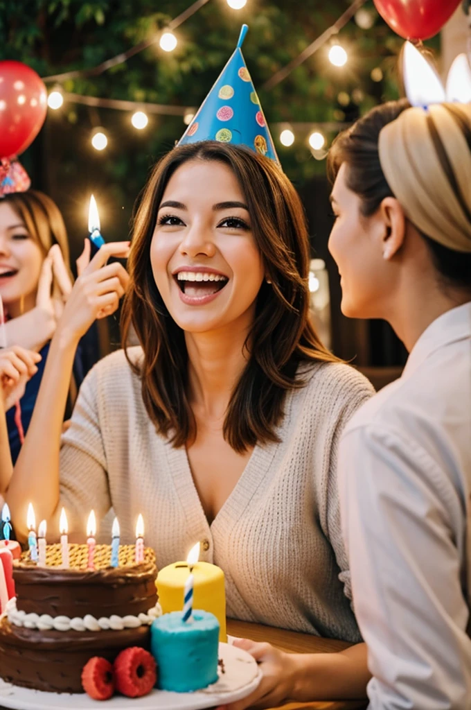 Woman celebrating birthday