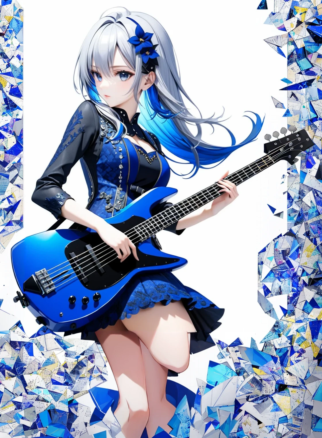 Blue electric bass、high quality、high resolution、High quality