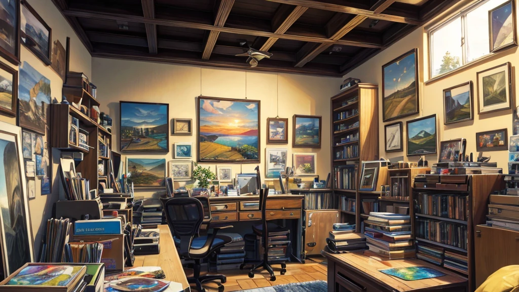 Imagine a peaceful and welcoming setting: a well-lit room, decorated with a mix of vintage and modern elements. No centro dessa cena, there is a work table where a person is meticulously painting a colorful and vibrant picture. She is surrounded by brushes of different sizes, paint palettes and a canvas that reveals a surrealist landscape in progress.
Next to the work table, a shelf displays a diverse collection of finished paintings, each with their own unique style and technique. Some are abstract, others are detailed portraits of unknown faces, and still others are landscapes that seem to transport the observer to imaginary worlds.
On the wall behind the person, there is a series of framed photographs, capturing meaningful moments from traveling the world or meeting inspiring people. Among the photographs, there is a world map adorned with colorful pins, marking the places you have already visited or that you dream of exploring one day.
A vintage record player is strategically positioned in a corner of the room, ready to play an eclectic collection of vinyls ranging from jazz classics to contemporary indie tunes. The atmosphere is cozy and inspiring, ideal for moments of creation and reflection.
This scene could be captured on video or broadcast live, allowing viewers to follow the person's creative process, from initial sketch to finished painting. The success of this transmission would depend not only on the person's artistic ability, but also the ability to create an authentic connection with the public, sharing personal stories, painting techniques and inspirations behind each work of art.
Just like the "lofi girl" captivated millions with its simplicity and tranquility, This broadcast could gain popularity by offering a glimpse into the artistic world and providing moments of calm and inspiration for viewers.