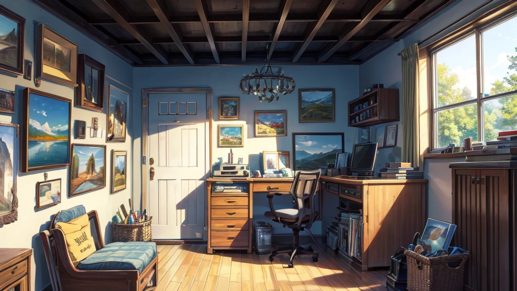 Imagine a peaceful and welcoming setting: a well-lit room, decorated with a mix of vintage and modern elements. No centro dessa cena, there is a work table where a person is meticulously painting a colorful and vibrant picture. She is surrounded by brushes of different sizes, paint palettes and a canvas that reveals a surrealist landscape in progress.
Next to the work table, a shelf displays a diverse collection of finished paintings, each with their own unique style and technique. Some are abstract, others are detailed portraits of unknown faces, and still others are landscapes that seem to transport the observer to imaginary worlds.
On the wall behind the person, there is a series of framed photographs, capturing meaningful moments from traveling the world or meeting inspiring people. Among the photographs, there is a world map adorned with colorful pins, marking the places you have already visited or that you dream of exploring one day.
A vintage record player is strategically positioned in a corner of the room, ready to play an eclectic collection of vinyls ranging from jazz classics to contemporary indie tunes. The atmosphere is cozy and inspiring, ideal for moments of creation and reflection.
This scene could be captured on video or broadcast live, allowing viewers to follow the person's creative process, from initial sketch to finished painting. The success of this transmission would depend not only on the person's artistic ability, but also the ability to create an authentic connection with the public, sharing personal stories, painting techniques and inspirations behind each work of art.
Just like the "lofi girl" captivated millions with its simplicity and tranquility, This broadcast could gain popularity by offering a glimpse into the artistic world and providing moments of calm and inspiration for viewers.