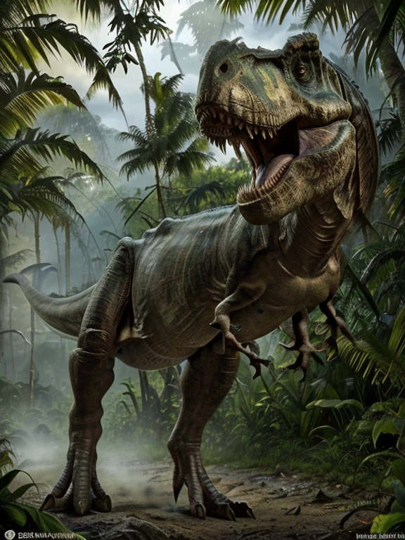 Masterpiece, Best Quality,  Tirano saurio Rex_dinosaur,  jurassic jungle,