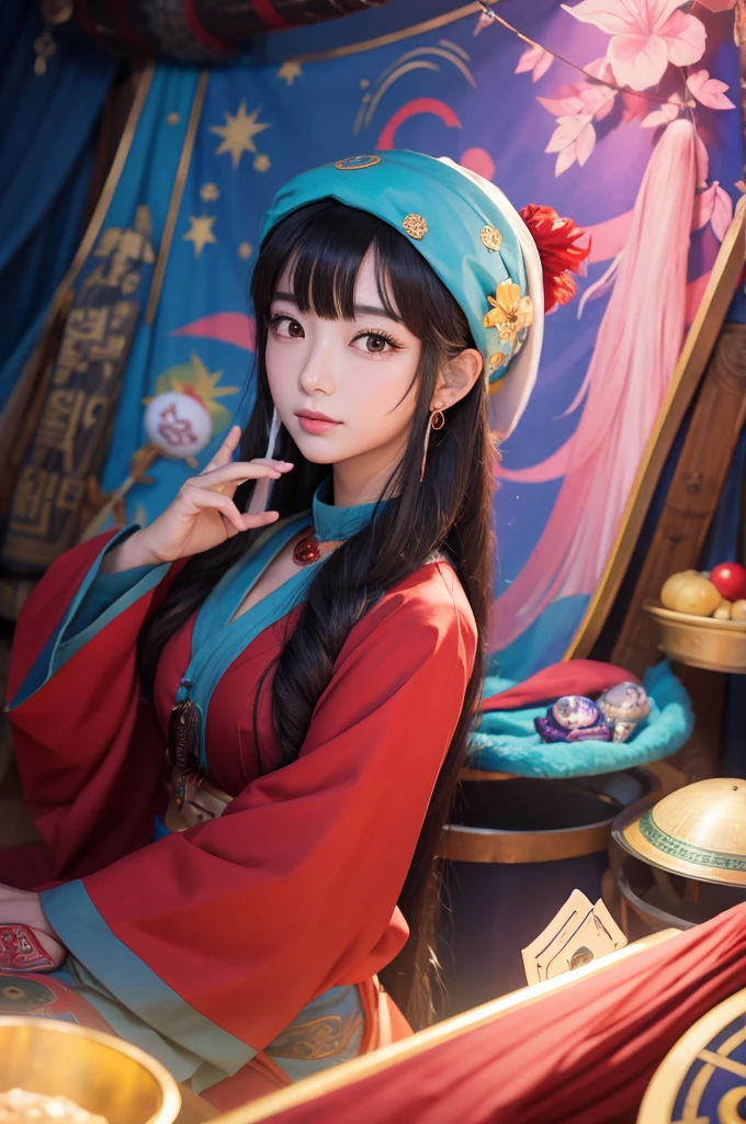 Stylish Korean female fortune teller Anime Style Illustrative