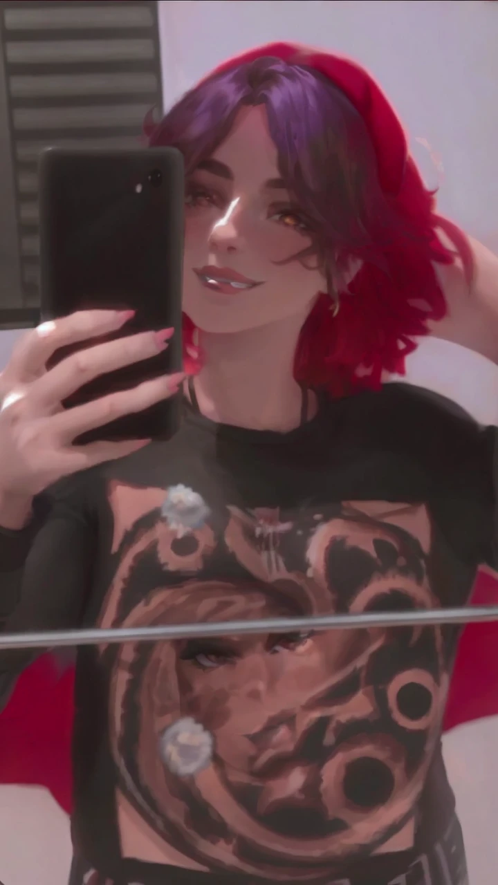 1 girl, standing, (solo), looking at viewer, highly detailed, fine eyes, smile,dynamic pose, 4K, 1girl, brown eyes,eyeshadow,black hair, baseball cap, crop top,leggings, black lips, black nails, eyeliner, fingerless gloves, lipstick,makeup,xyzruby, dynamic pose,Forest,(from below:1.0)