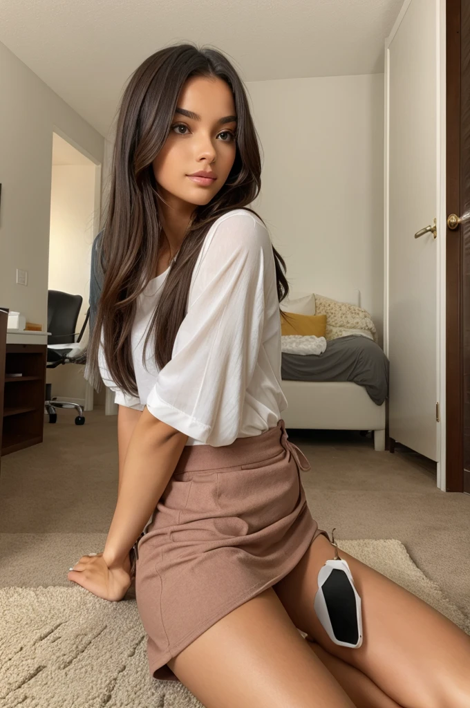 Beautiful girl sitting in the room