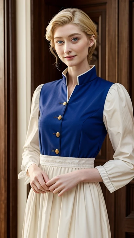 Elizabeth Debicki dressed in traditional Swedish clothing with a sexy smile