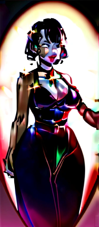 (((Sharpen))), ((sharp focus:1.2)), (pureerosface_v1:0.7), (in 8K, top-quality), opened eyes, perfect hand, (Perfect fingertip), hight resolution, Original, (dark green-colors:0.9),(colourfull:1.1),(masterpiece:1,2), top-quality, masterpiece, hight resolution, Original, highly detailed wallpaper, full body Esbian, (A MILF), Mature Woman Body Set, Natural wrinkles, Wrinkles at the corners of the eyes, Ultra-realistic, Natural Skin, Natural hair color, huge udder, Saggy udder, bright red lips, fair white skin, (very massive udder), (((Frontal lighting))), beautiful lighting, extra detailed face, Well-designed hands, Well-designed legs, well-drawn feet、(((Mrs. President in Sexy Long Dress))), (((Glittering accessories)))、(((Resolute celebrities))), thick cheeks , baby face, wavy short hair