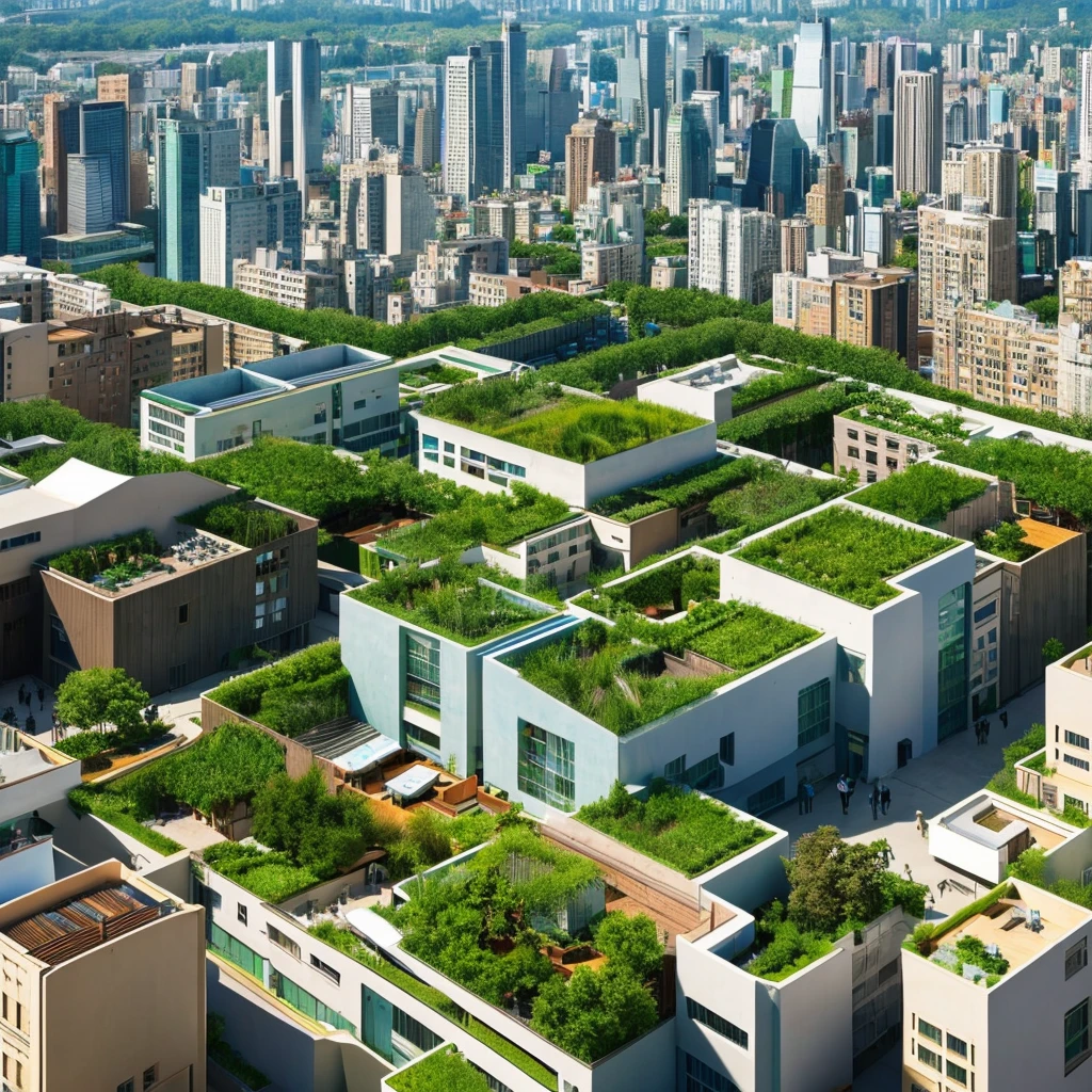 I need you to draw a style model of a city seen from above with the following characteristics of a Sustainable City:
Access to basic public resources Urban renewal actions Reduction of co2 emissions Promote fair trade Recycling Rooftop areas and green walls Design of sustainable houses and buildings Use of alternative energy Eco-technologies I don't want something so futuristic, I want it simple but that reflects those characteristics that you I just gave it and I also need that in each building that I draw its house, you put a type of sign above me that says what it is, for example, that in that building it helps reduce CO2 or something like that, I don't want the image to be so difficult or elaborate, I want it to be simple because later I have to literally draw it by hand. I want the image you are going to give me to be made in gray scale. I don't want it to have colors. I don't want it to be made in gray scale. grays in black and white and that each line of each drawing, be it a building, plant or whatever, looks done in pencil. And remember that it is a model. So I don't want something so big and gigantic, I want something simple because it is as if it were going to be a model