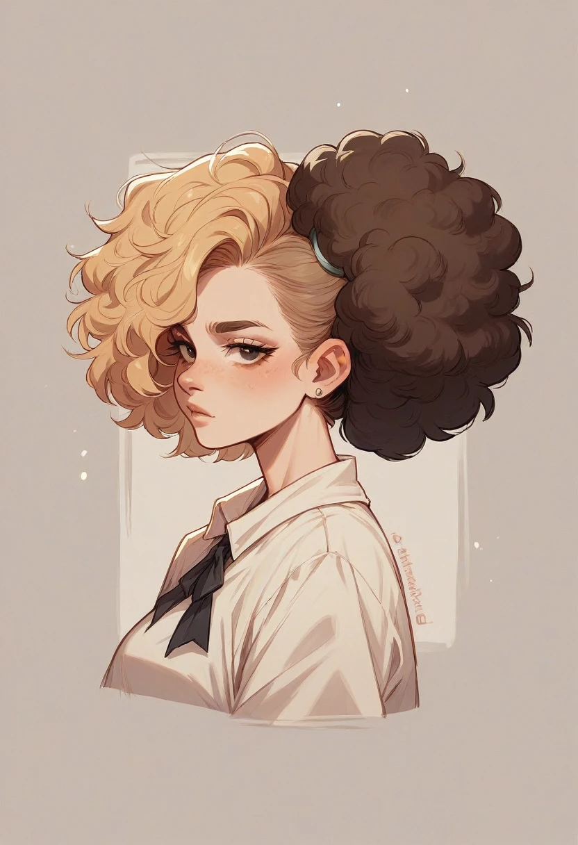 Ply the doll brunette with medium blonde hair and light highlights afro hair